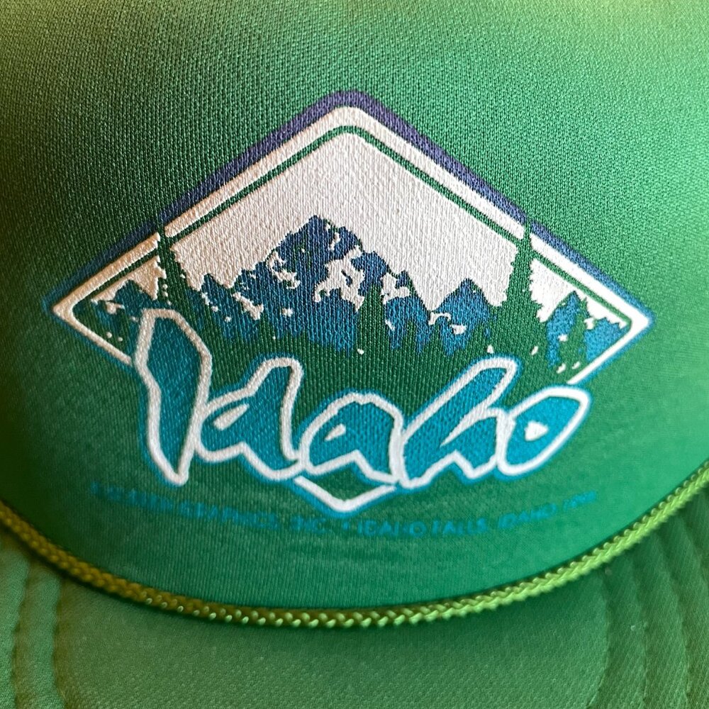 Men's Vintage Idaho Green Snapback Mesh Back Trucker Hat Cap by KC Brand* - Picture 3 of 11